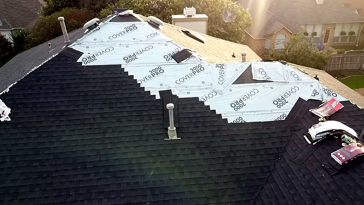Synthetic underlayment going down ahead of new shingles